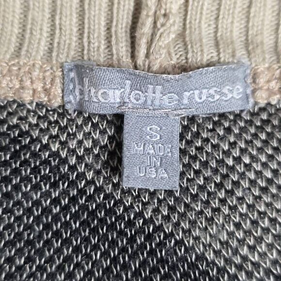 Charlotte Russe Chevron Cardigan S Black Beige Open Front - Picture 4 of 6